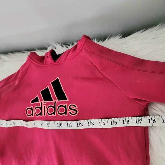 Adidas hooded sweatshirt kangaroo pocket climawarm thumb hole pink woman XS - Picture 6 of 8